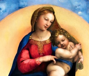 Raffaello Sanzio; La Madonna di Foligno; tempera grassa su tavola trasportata su tela; 1512 ca; Musei Vaticani; Pinacoteca Vaticana; Inv. 40329
