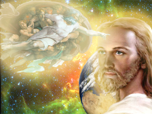 Gesù bianco Terra sfondo Galassia Dio Padre